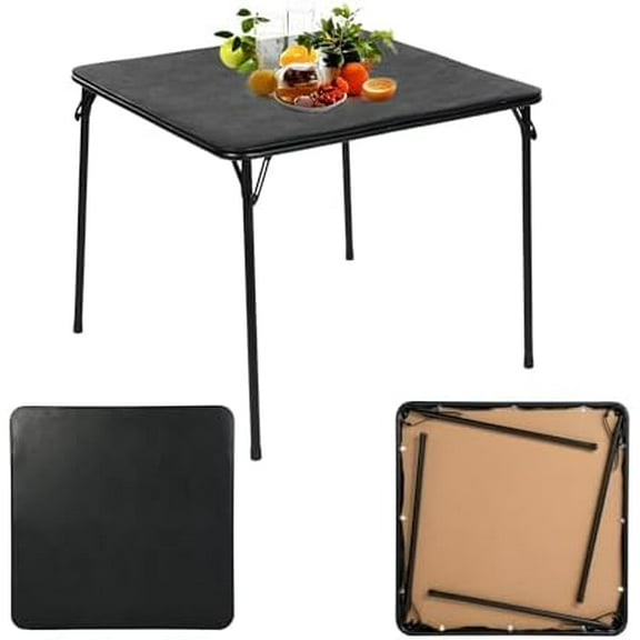 33.9'' Folding Table, Foldable for Easy Storage, Collapsible Legs Saving Space for Indoor/Outdoor Home, Parties, Picnics, and Games, No Assembly (Black , Soft Surface )$$Furniture