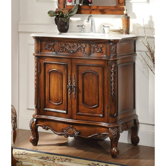 33" Benton Collection Genevive Classic Traditional Brown Bathroom Vanity