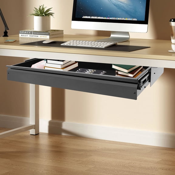 33 Black Space Saver Sliding Under Desk Storage Drawer Pull-out Drawer