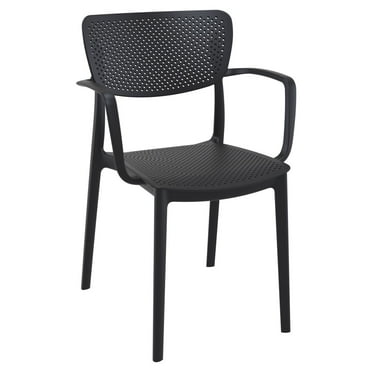 33" Black Stackable Patio Dining Arm Chair