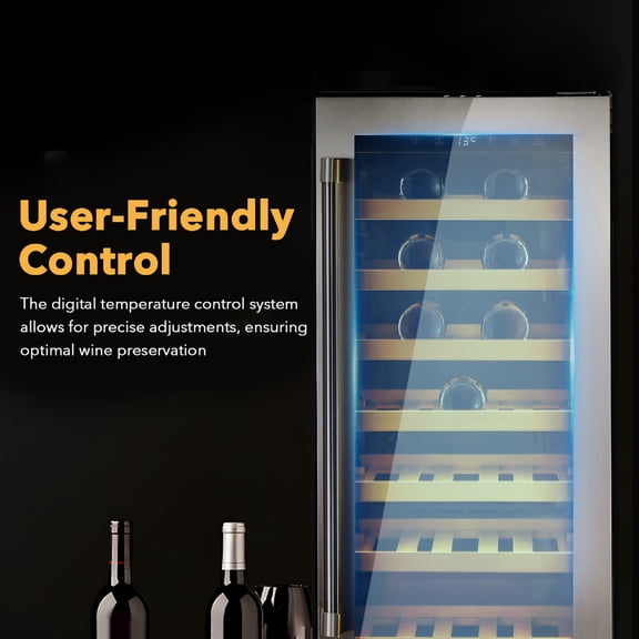 33 Bottle Wine Cooler Refrigerator, Small Wine Fridge, Freestanding Wine Cellar with Glass Door & Digital Temperature Control