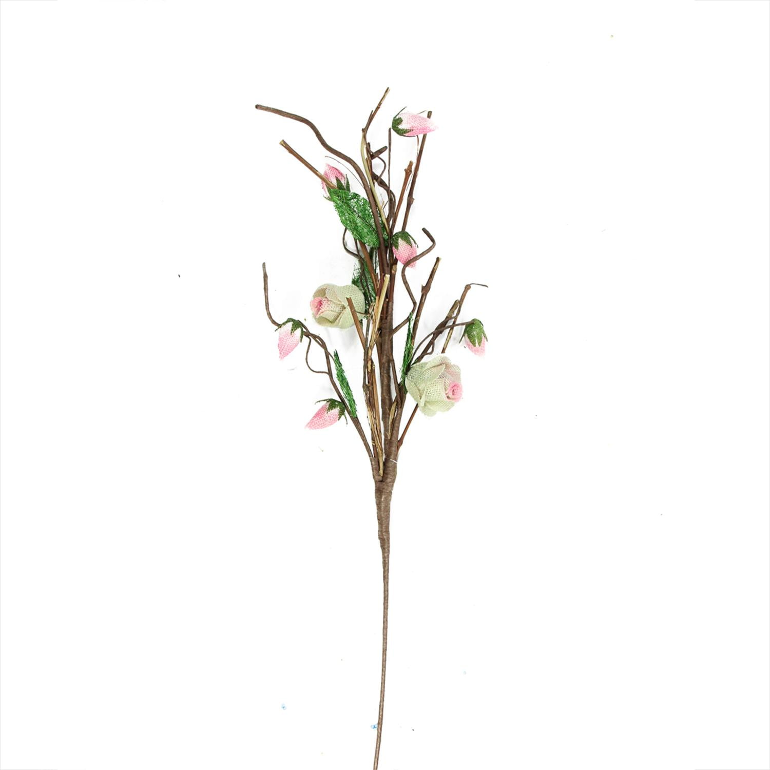 33" Brown Cream and Pink Decorative Spring Floral Artificial Pick