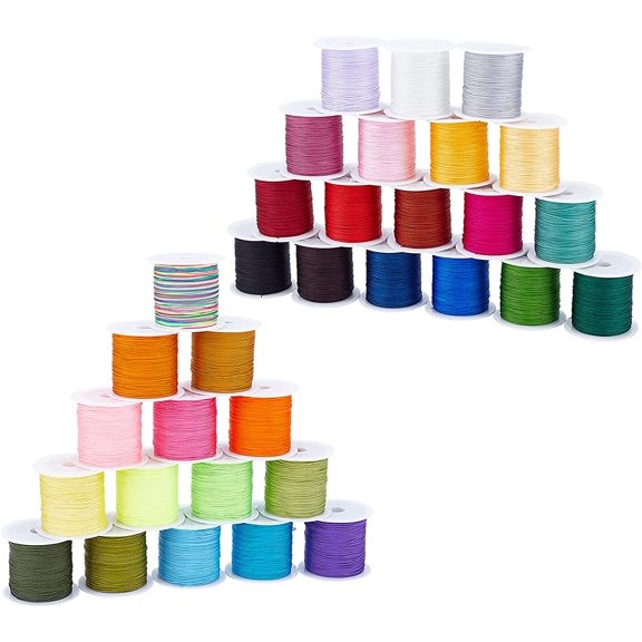 33 Colors Polyester Cord 0.3mm Round Beading String Knotting Wire for Chinese Knotting Kumihimo Beading Macram Jewelry Making Sewing- 130 Yards/Roll