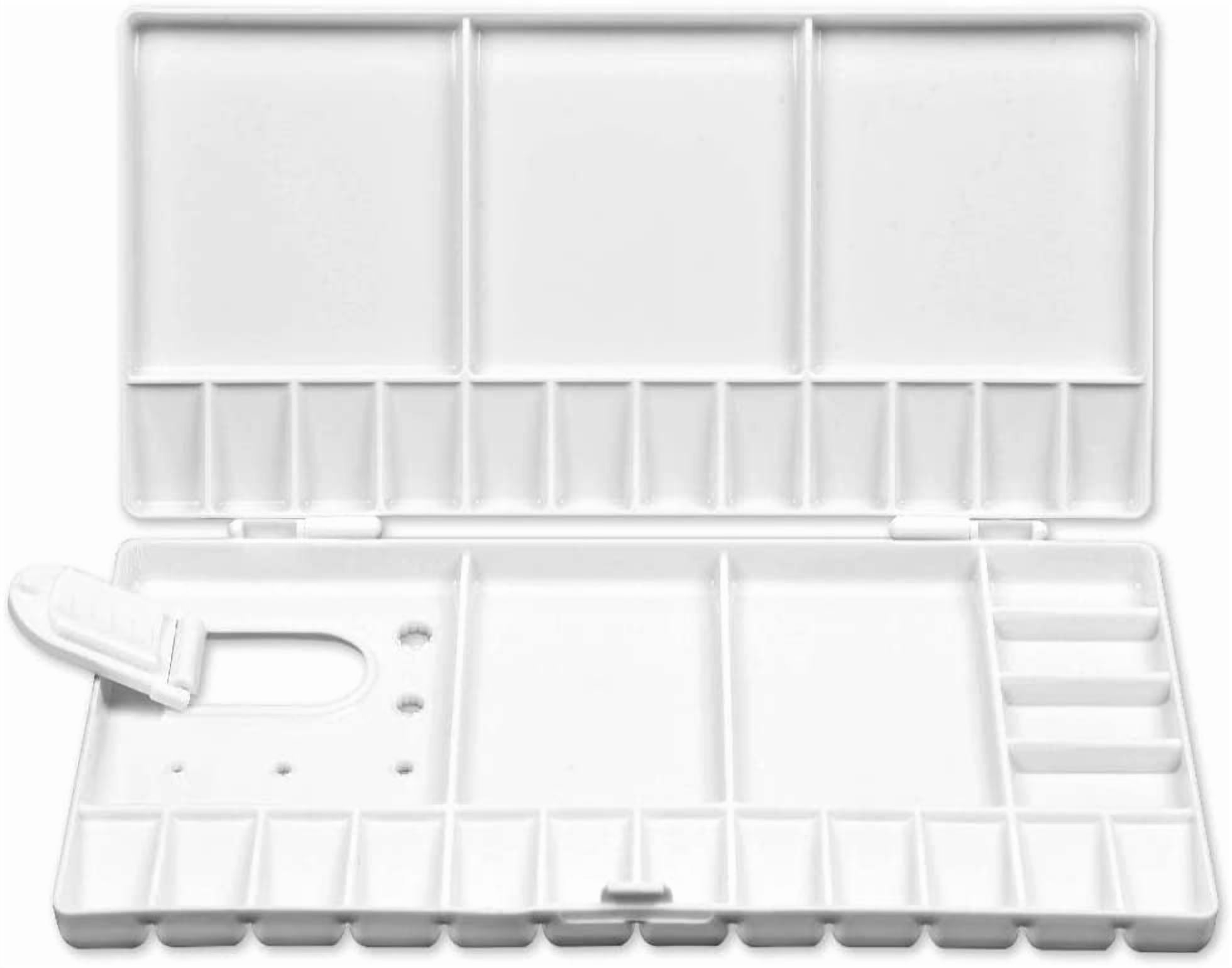 33 Compartments Portable White Watercolor Paint Case Folding Box 28 Wells with 5 Mixing Areas for Watercolor Gouache Acrylic and Oil Paint Large