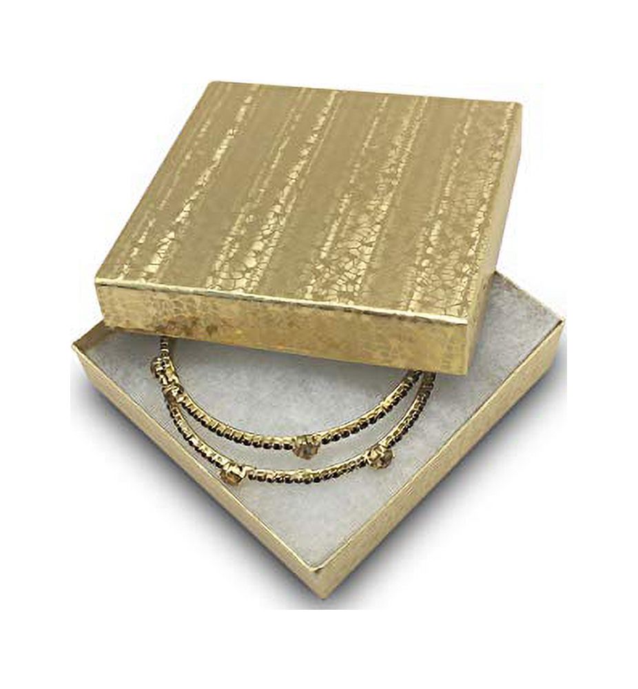 33 Cotton Filled Cardboard Paper Jewelry Box Gift Case (3 1/2" X 3 1/2" X 1")