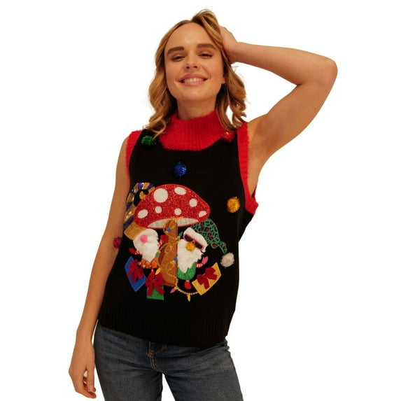 33 Degrees Women's Gnomes Ugly Christmas Vest, XS-XXL