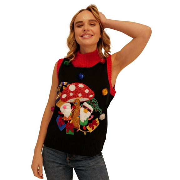 33 Degrees Women's Gnomes Ugly Christmas Vest, XS-XXL