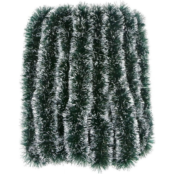 33FT Green Tinsel Christmas Garland Metallic Twist Shiny Garland for Christmas Tree Decorations