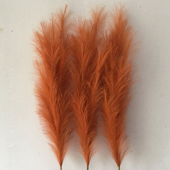 33" Faux Pampas Grass Large Tall Fluffy Artificial Fake Flower Boho Decor for Vase Filler Farmhouse Home Wedding Decor, Faux Pompous Grass(Orange)