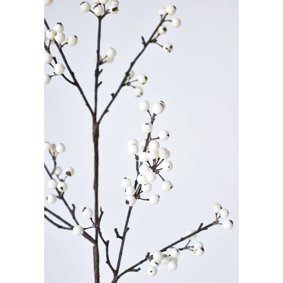 33" Faux White Berry Branch Stem