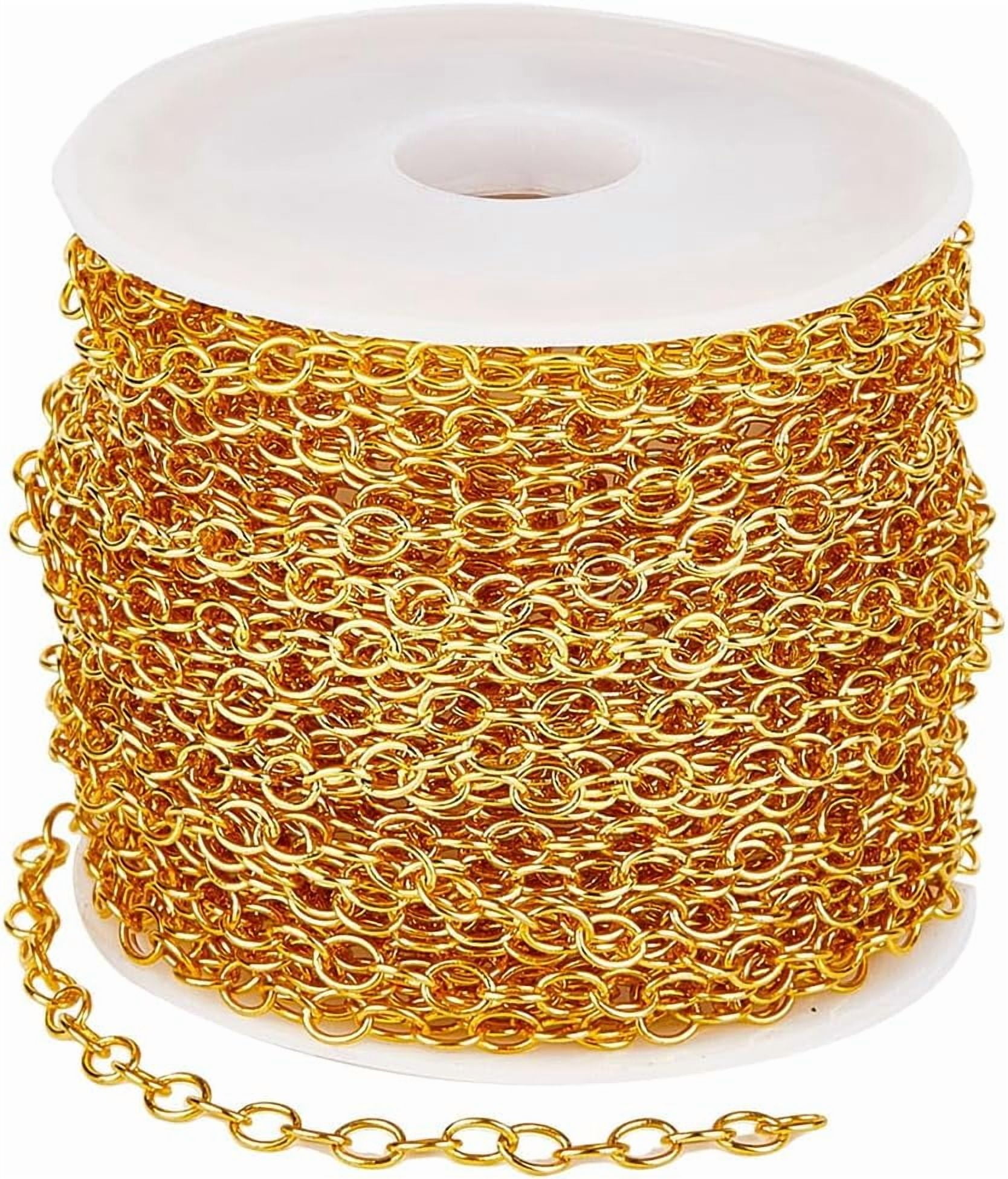 33 Feet/10M Brass Cable Chain Jewelry Chains Roll 4 x 3mm Golden Metal ...