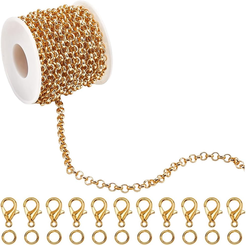 33 Feet/10M Link Chain Bulk Chain Jewelry Making Kit with Jump Ring and ...
