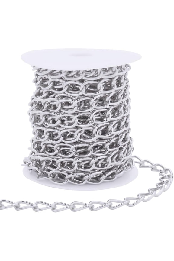 33 Feet/10m 2mm Metal Curb Chains Jewelry Chain Roll Bulk Silver Aluminum Long Pull Unfinished Soldered Link Cable Extension Connectors Chain for Jewelry Making Necklace Bracelets DIY Crafts for DIY