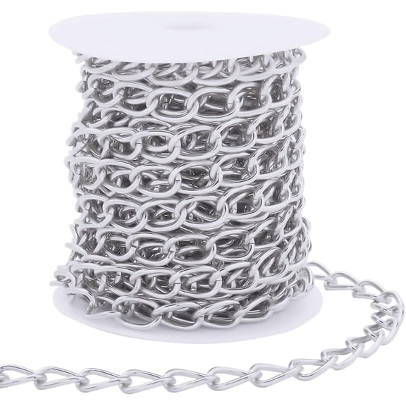 33 Feet/10m 2mm Metal Curb Chains Jewelry Chain Roll Bulk Silver Aluminum Long Pull Unfinished Soldered Link Cable Extension Connectors Chain