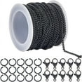 thumbnail image 1 of 33 Feet/10m 3.5mm Cable Link Chain Bulk Iron Chain Links with Spool & 20Pcs Lobster Clasps & 50Pcs Jump Rings Black Curb Chain Bracelet Necklace Making Kit, 1 of 6