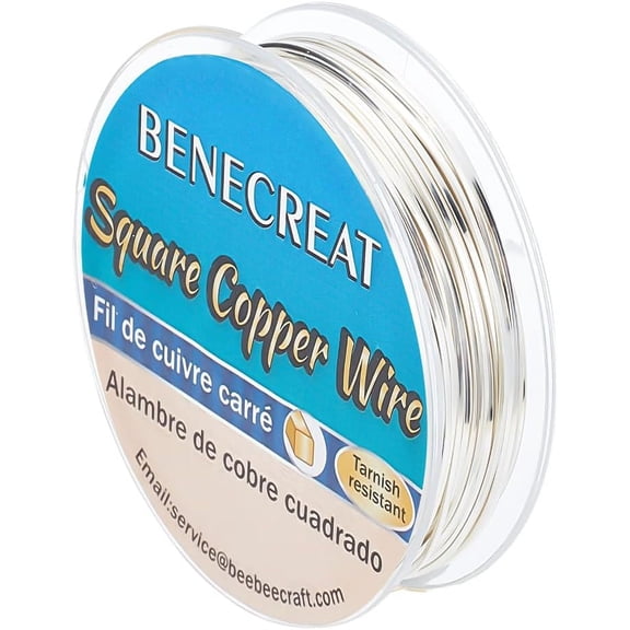 33 Feet 21Gague Square Copper Wire Silver Craft Copper Wire Resistant Jewelry Wire for Jewelry Hobby Craft Making Floral Decorations