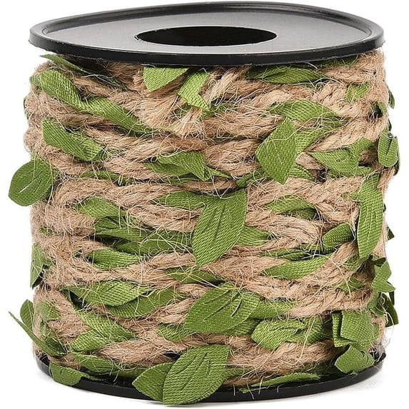 33 Feet 2MM Green Leaves Vine Ribbon Artificial Leaf String Rattan Cord ...