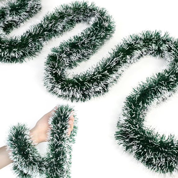 33 Feet Christmas Tinsel Garland Metallic Twist Garland Frost Tip Glitter Shiny Wreath for Christmas Tree Party Supplies Indoor and Outdoor Decor