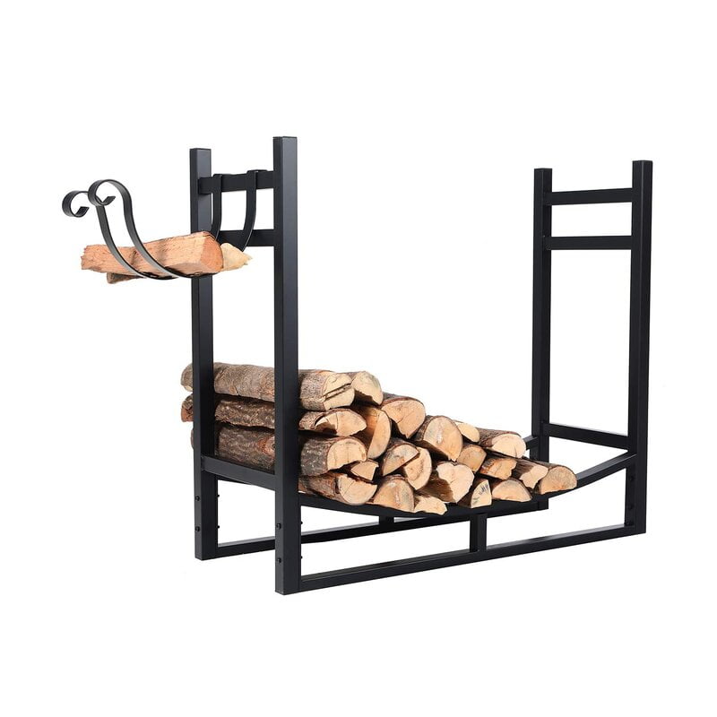33" Firewood Log Stand, Burning Wood Storage Holder for Indoor& Outdoor