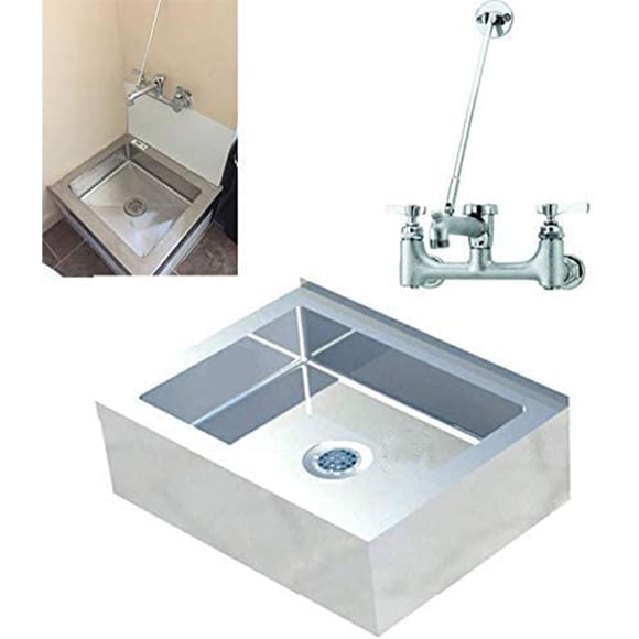 "33"" Floor Mop Sink w/FAUCET Commercial Stainless Steel Utility Drain Vacuum NSF - COMPLETE SET"