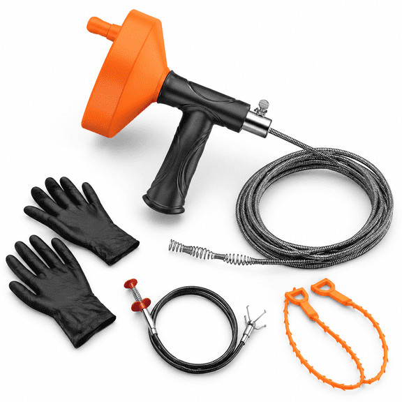 33 Foot Flexible Steel Drain Snake Auger Plumbing Clog Removal Tool