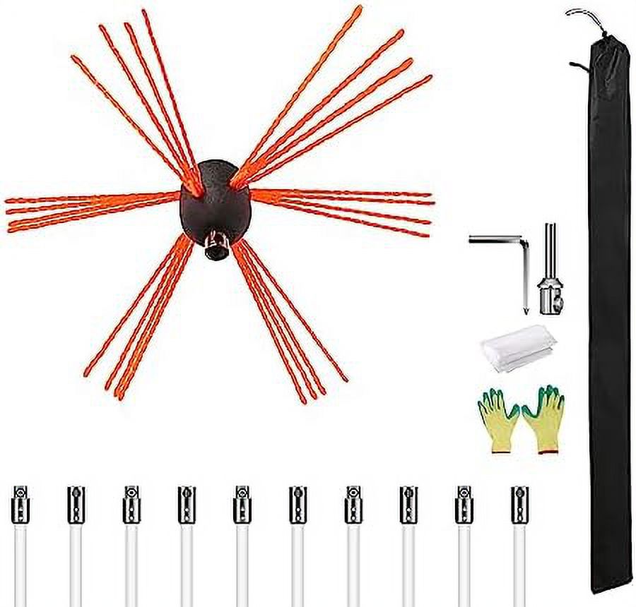 33Foot Long Chimney Brush Kit RigDriven Chimney Cleaning Tool for