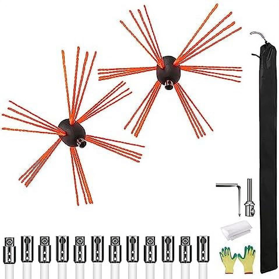 33Foot Long Chimney Brush Kit RigDriven Chimney Cleaning Tool for