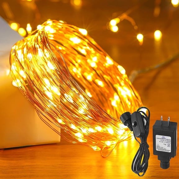 33 Ft. Fairy Lights, 100 Copper Wire Firefly String Lights, Warm White, Included, Starry String Lights for Indoor Outdoor Christmas Patio Wedding Decoration(1 )