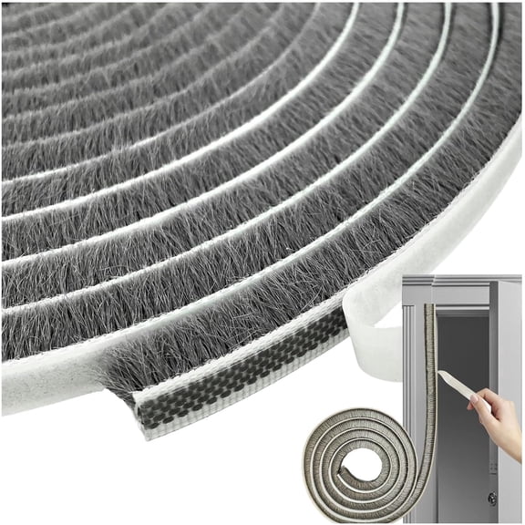 33 Ft Self-Adhesive Weather Stripping Door Seal Strip, Cuttable for Door and Window Gap Sealing, 0.35" Wide x 0.2" Thick, Gray