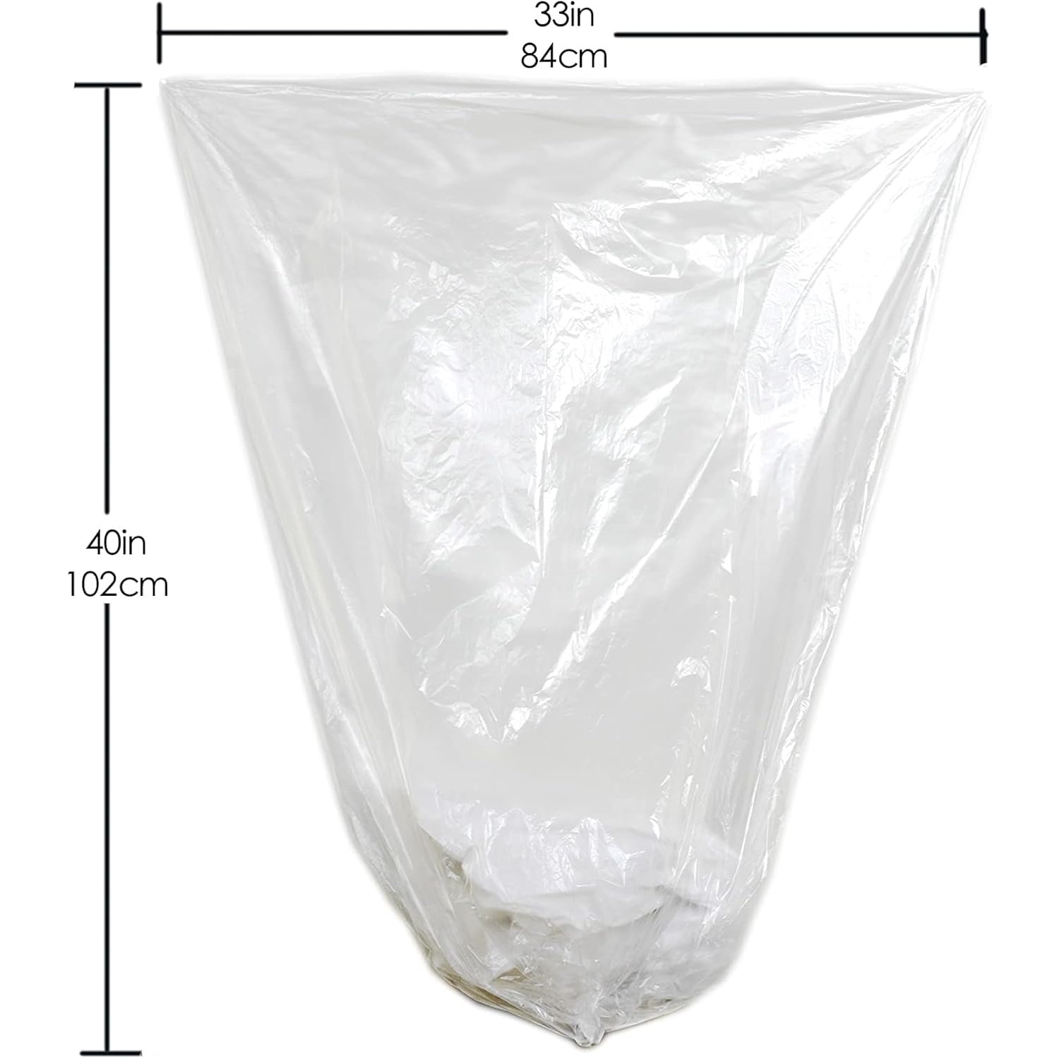 33 Gallon Clear Trash Can Liners - 33" x 40" - High Density Garbage Bags - Case of 500 - Multipurpose for Office, Outdoor, Recycling, Industrial and Commercial