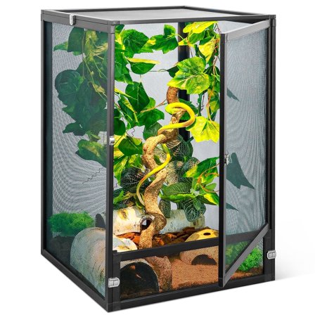 33 Gallon Escape-Resistant Reptile & Insect Habitat - Crystal View Tank with Magnetic Locks, Advanced Ventilation for Tarantula Enclosure, Lizard Cage & Hermit Crab Kit
