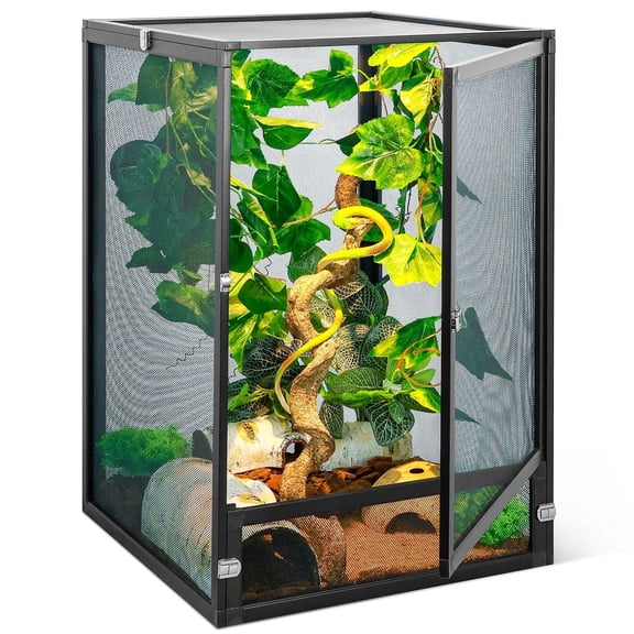 33 Gallon Escape-Resistant Reptile & Insect Habitat - Crystal View Tank with Magnetic Locks, Advanced Ventilation for Tarantula Enclosure, Lizard Cage & Hermit Crab Kit
