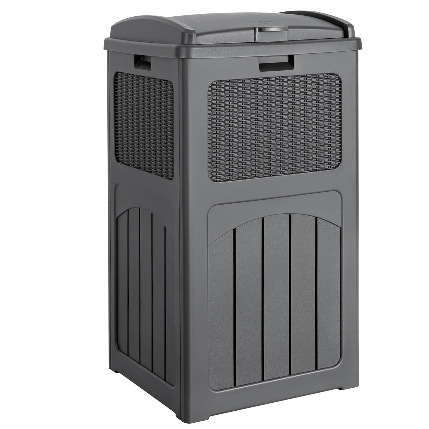 33 Gallon Outdoor Trash Can Hideaway Garbage Bins with Tiered Lid