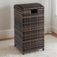 thumbnail image 1 of 33-Gallon Outdoor Wicker Trash Can with Lid, PE Rattan, Brown, 1 of 9