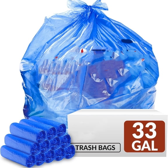 33 Gallon Recycling Bags (240 Count, Bulk) Blue Trash Bags, 30-33 Gallon | Blue Recycling, Garbage | 33Gal with 30Gal, 33Gal, 35Gal Capacity