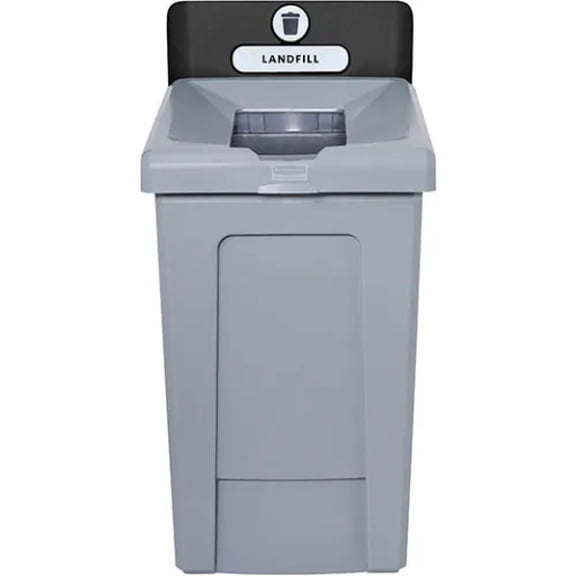 33 Gallon Recycling Station Bin, Modular Waste Container with Lid, Billboard Sign & Label Kit, Commercial Recycling System, Landfill