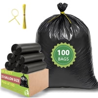 100-Count 33 Gallon Trash High Density Bags with Tying Ropes