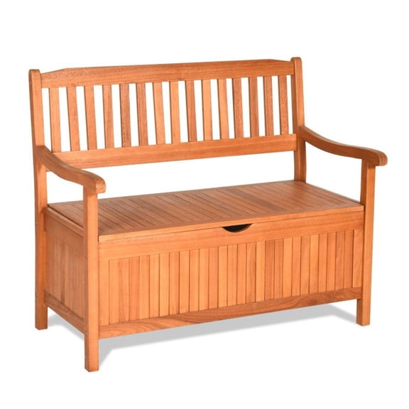 33 Gallon Wooden Storage Bench, Outdoor Shed for Patio Garden, Fir Wood Deck Box with Galvanized Roof & 5 Shelves