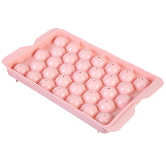 33 Grids Ice Cube Tray with Lid â Round Ice Cube Trays for Freezer, Food-Grade Ice Mold, Stackable Ice Ball Maker, Circle Ice Tray for Cocktails, , Coffee, Drinks,B-Pink - 20x12x2cm