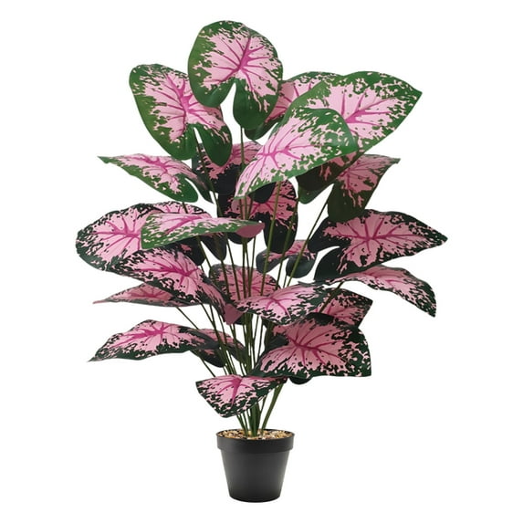 33-Inch Artificial Potted Plant with 24 Realistic PVC Leaves | Faux Tropical House Plant for Home Office Desk Decor | Indoor Fake Plants for Living Room Kitchen Shelf Decoration