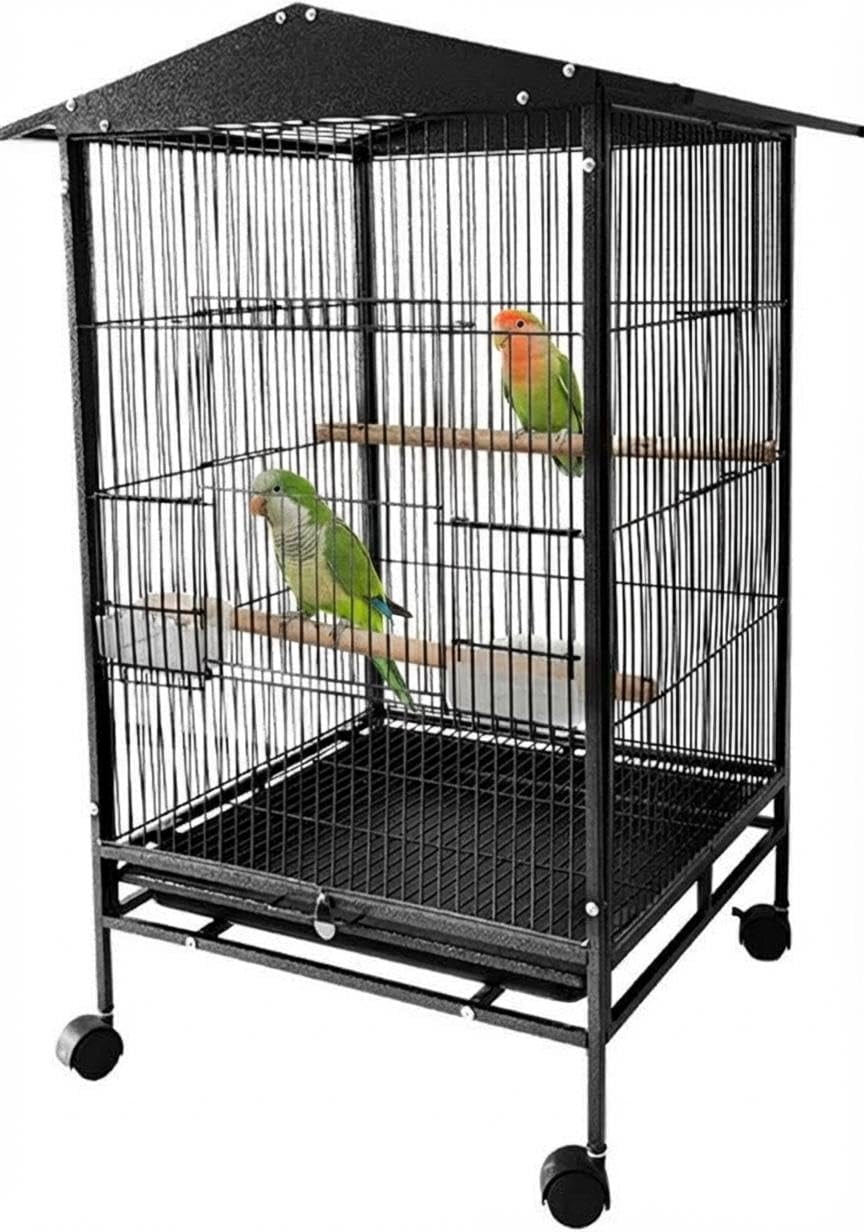 Image showcasing 33 Inch Bird Flight Cage,Bird Cage with Wheels,Metal Parakeet Cages ...