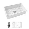 thumbnail image 1 of 33 Inch Ceramic Kitchen Sink,Included Stainless Steel Dish Grid&Basket Strainer, Easy to Clean,Utility Sink for Workstation, Kitchen,White, 1 of 6