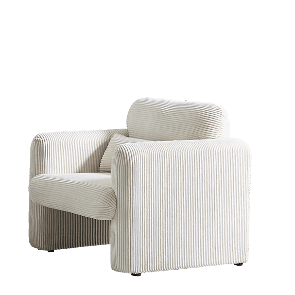 33 Inch Corduroy Single Sofa, Modern Accent Couch with Support Pillow, Comfy Lounge Chair for Apartment Office Living Room Bedroom, Beige