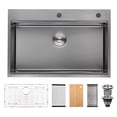 thumbnail image 1 of 33 Inch Drop In & Undermount Kitchen Sink, Single Bowl Stainless Steel Kitchen Sink, Deep Basin Rust Resistant Farmhouse Sink with Noise Canceling Technology Black, 1 of 9