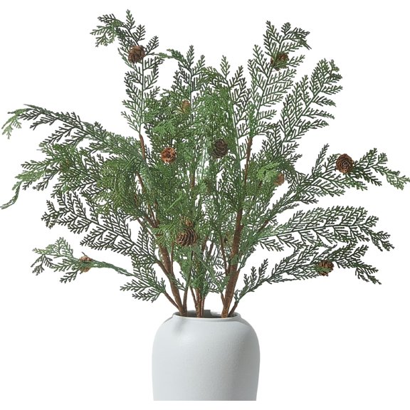 33 Inch Faux Cedar Stems with Pine Cones, Christmas Greenery Stems Artificial Pine Branches Fake Cypress Picks for Vase Home Decor 3 Pcs$$Home Decor, Kitchen, & Other