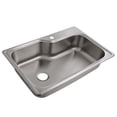 thumbnail image 1 of Handmade Stainless Steel Single Bowl Drop-In Kitchen Sink, Single-Hole, 33 x 22 x 8 in., 1 of 9