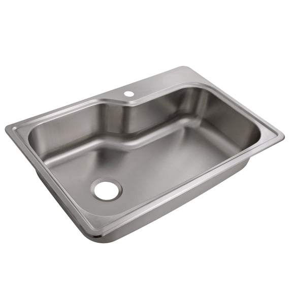 Handmade Stainless Steel Single Bowl Drop-In Kitchen Sink, Single-Hole, 33 x 22 x 8 in.