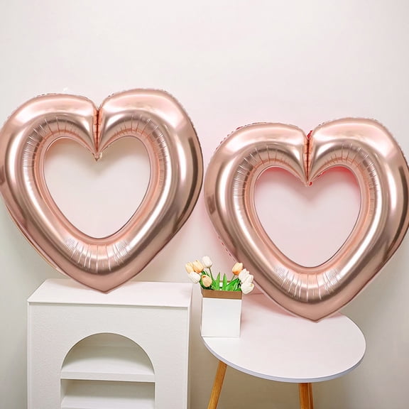 33 Inch Large Hollow Heart Balloons for Valentine's Day, Birthday Party Decorations, Glossy Love Balloons with Serial Function, Durable Party Photography Props, Romantic Gift