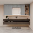 thumbnail image 1 of 33 Inch Laundry Room Cabinets Wall Mounted, Solid Wood Over The Toilet Storage Cabinet, Bathroom Organizer Cabinets with 2 Shaker Door & Shelves, Easy to Assemble for Kitchen, Garage - Dark grey, 1 of 6