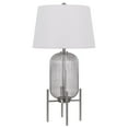 thumbnail image 1 of 33 Inch Modern Table Lamp, Rounded Glass Fluted Body, Steel Stand, White- Saltoro Sherpi, 1 of 5